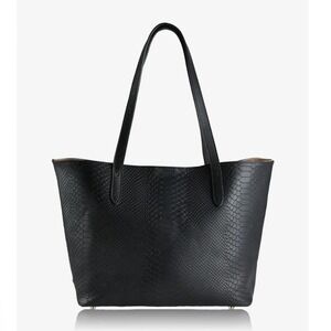 GiGi New York Teddie Python Embossed Black Leather Tote Bag Shoulder Strap